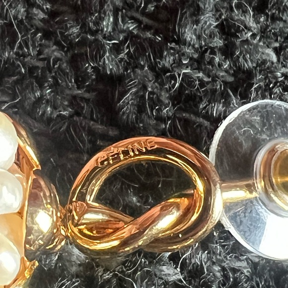 Celine Gold and Pearl Cluster Earrings - Picture 7 of 14